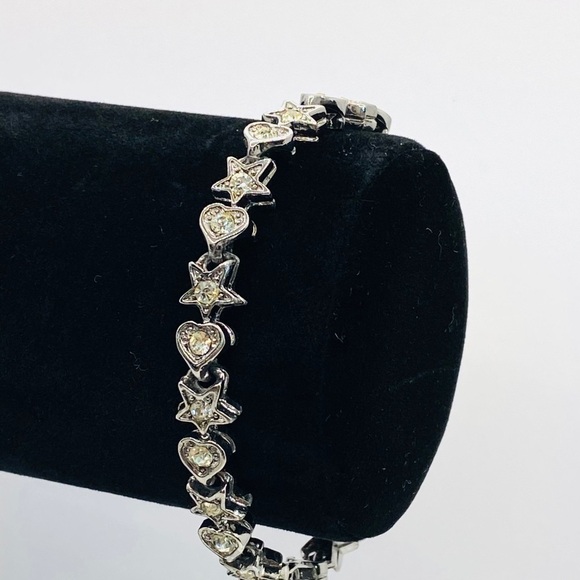 Bracelet Tennis Stars Hearts Rhinestones 7.25” - Picture 5 of 10